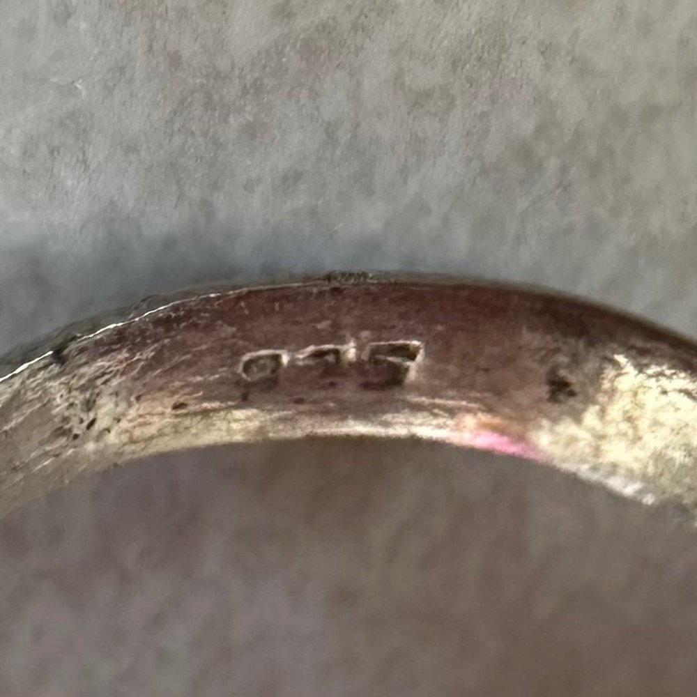 Signed stamped 925 sterling silver hot pink natural agate geode slice ring - Picture 10 of 10